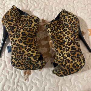 Leopard Print Peep Toe Stiletto Heels